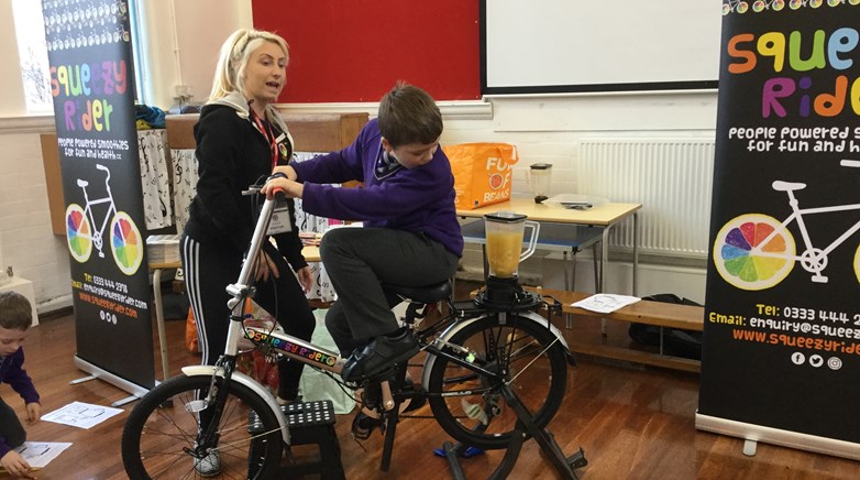 We like to ride our smoothie bike!