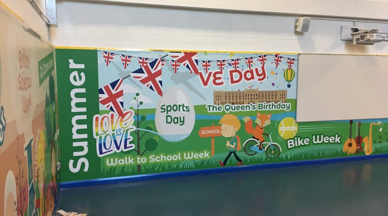 Sacriston Academy hall school wall graphics